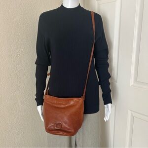 Biba Soft Smooth Leather Brown Cognac Adjustable Strap Crossbody Bag Purse